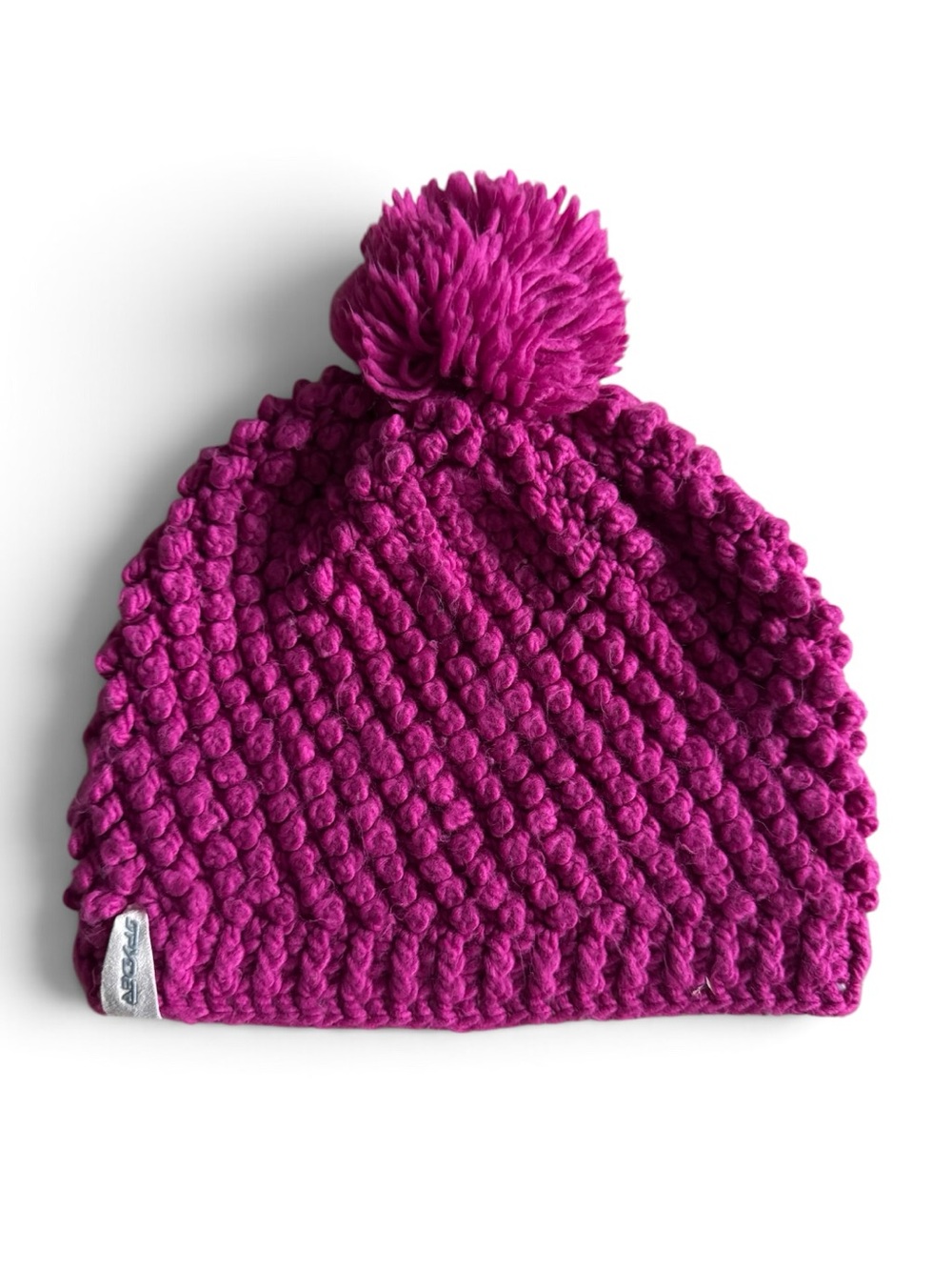Spyder Textured Knit Pom Pom Beanie Hat Magenta Pink One Size